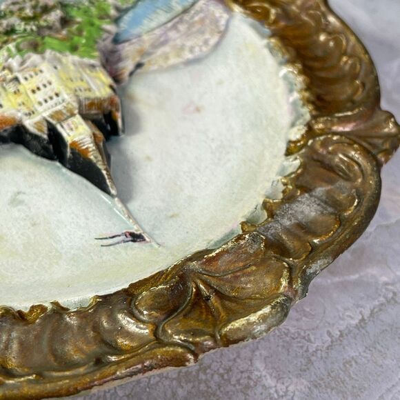 Antique Josef Strnact 3D Neuschwanstein Castle Germany plate . - Picture 5 of 8